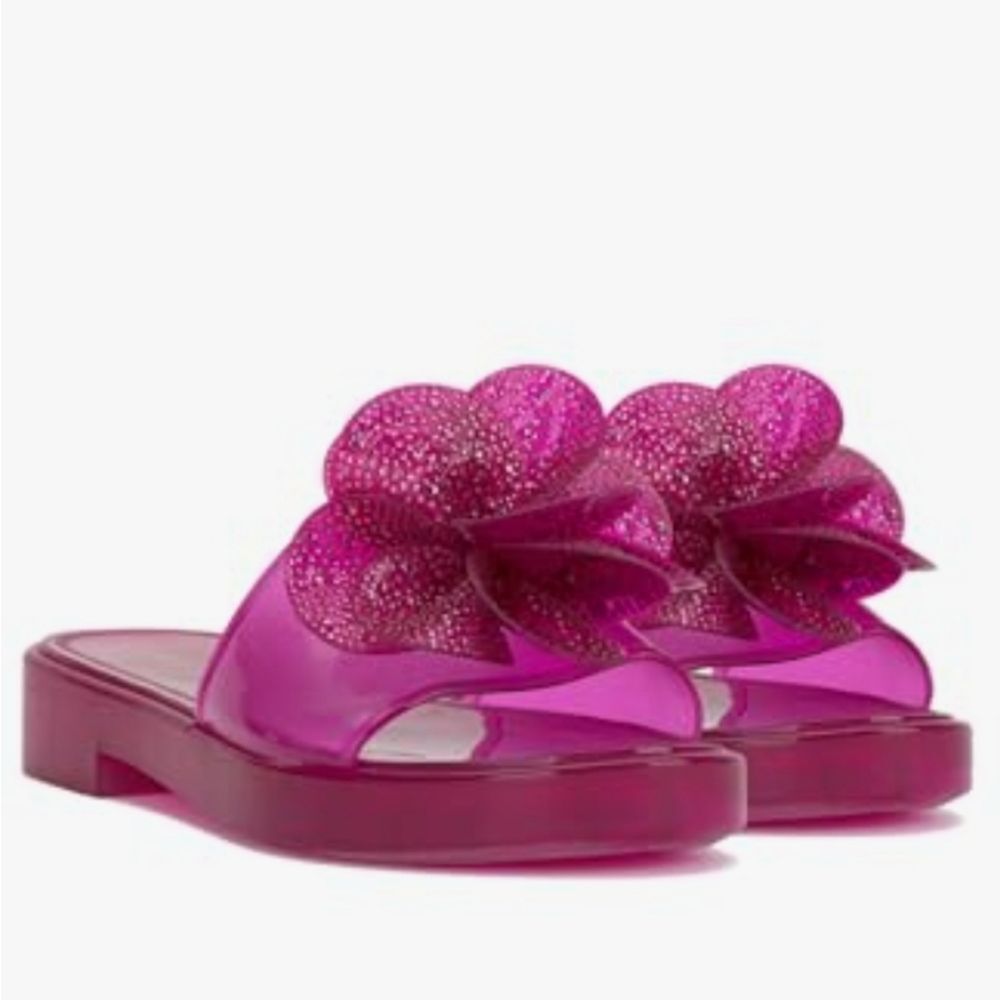 Jessica Simpson Fuchsia Pink Floral Jelly Slide Sandals
